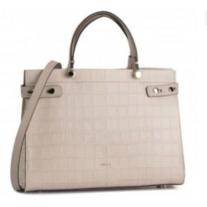NWT Furla Dalia Lady Embossed Leather Satchel
